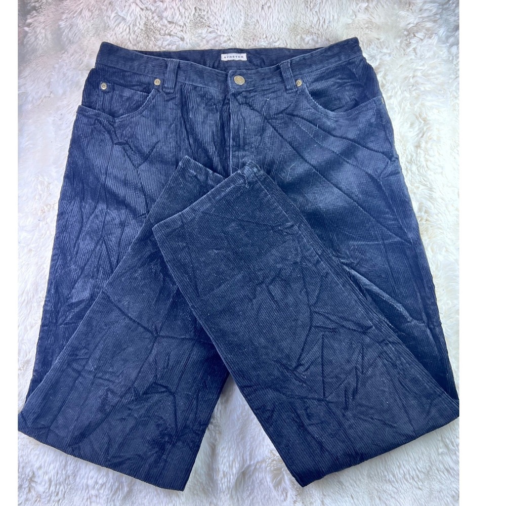 Jones Sport Navy Blue Corduroy Stretch Pants Straight Leg Size 12. A26